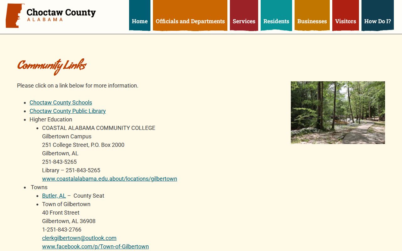 Choctaw County municipal warrant town contact directory