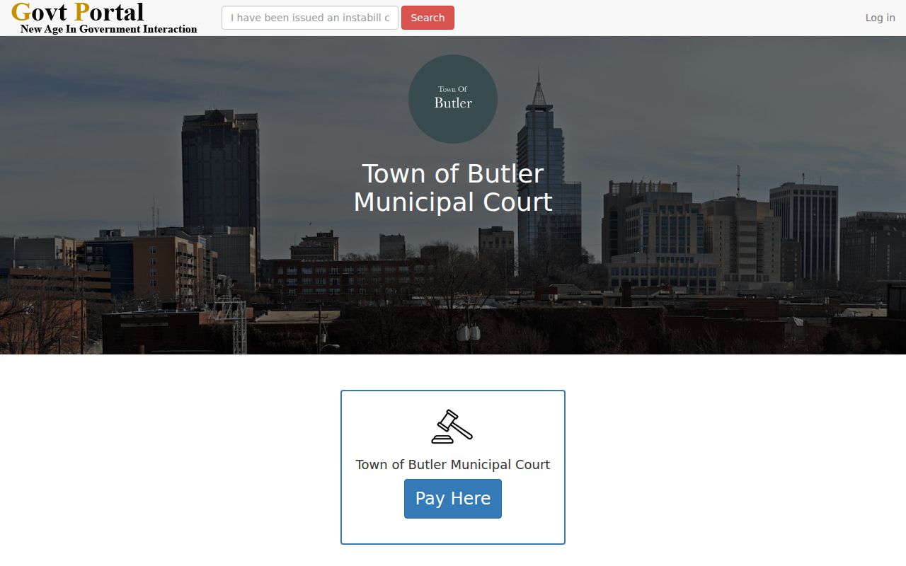 Butler Municipal Court payment page rather than a Butler warrant search