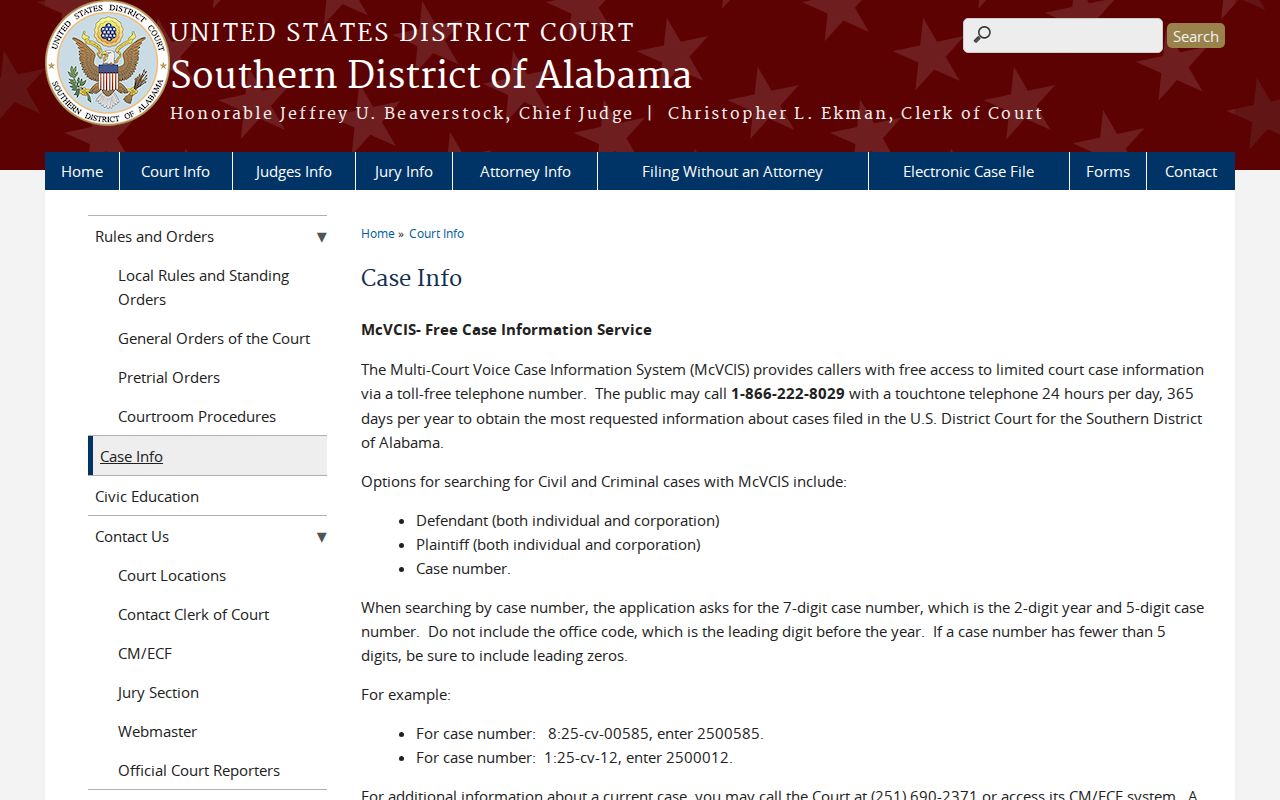 Southern District federal case information for arrest warrant questions beyond Choctaw County