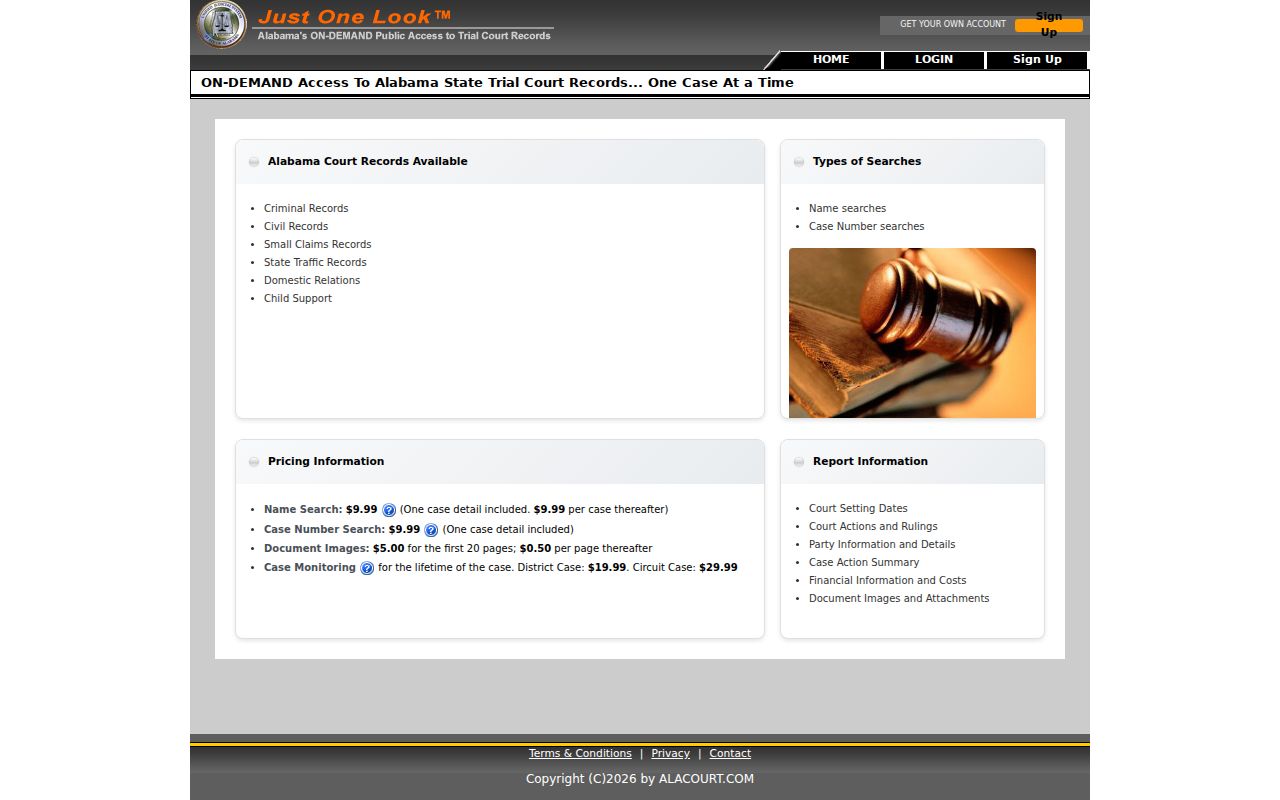 Choctaw County warrant lookup through the official Alabama paid case-search landing page